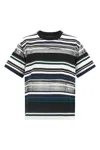 Sacai Striped Organza Insert Cotton T-shirt In Multi