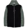 Sacai Panelled Hoodie In Green/blue