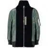 Sacai Twill Hoodie In Green/blue