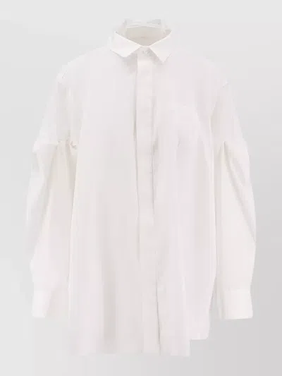 Sacai Oversize Shirt Pleated Back Patch Pocket In White