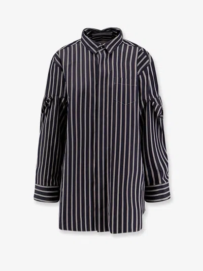 Sacai Oversize Striped Shirt In Black