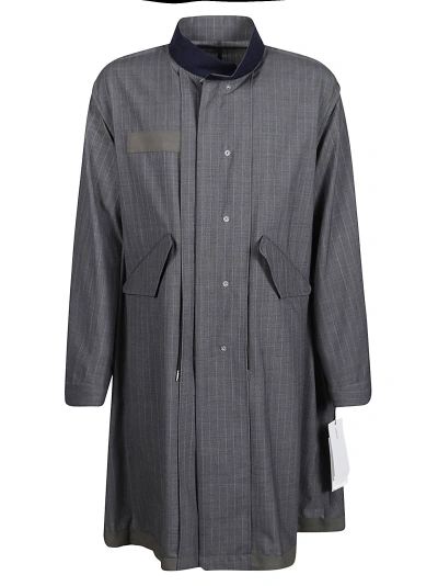 Sacai Oversized Buttoned Dress In Grey
