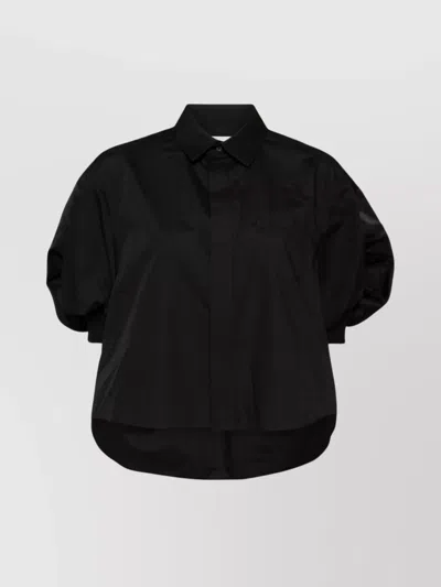 Sacai Oversized Cotton And Nylon Shirt With Zip In Black