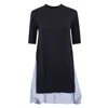 Sacai Oversized Cotton Dress With Layered Hem In Black