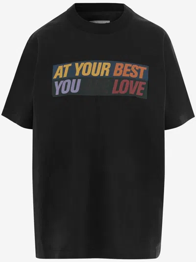 Sacai Oversized Cotton Graphic T-shirt In Black