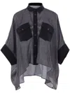 Sacai Satin And Denim Oversized Shirt In Black