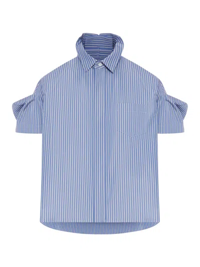 Sacai Oversized Striped Shirt In Blue