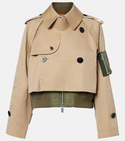 Sacai Padded Cotton-blend Bomber Jacket In Brown
