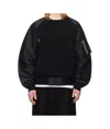 Sacai Padded Knit Cotton-blend And Nylon Twill Sweater. In Black
