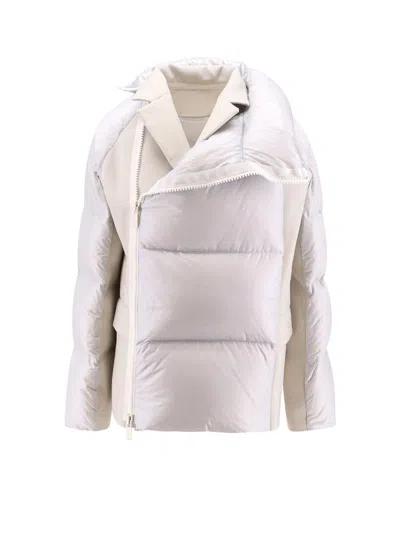 Sacai Padded Nylon Jacket With Wool Inserts In Grey