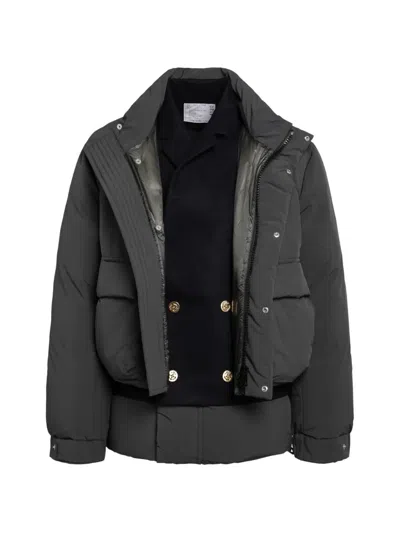 Sacai Padded Panelled Jacket In Black