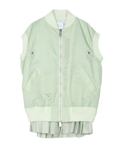 Sacai Padded Waistcoat In Green