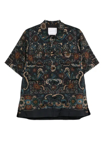 Sacai Paisley-pattern Pocket Shirt In Blue