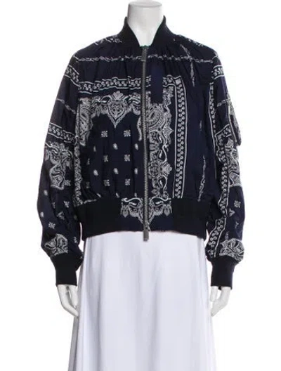 Pre-owned Sacai Paisley Print Bomber Jacket In Blue