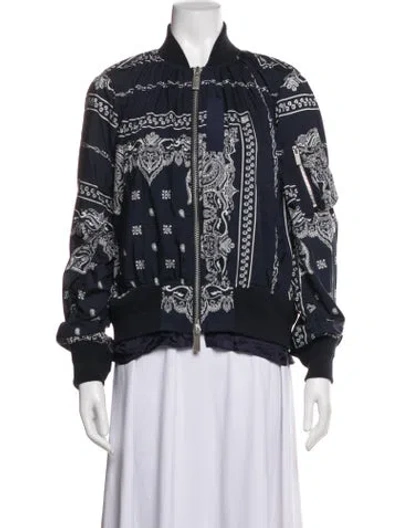 Pre-owned Sacai Paisley Print Bomber Jacket In Blue