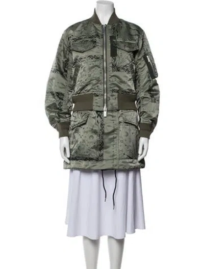 Pre-owned Sacai Paisley Print Bomber Jacket In Green