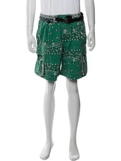 Pre-owned Sacai Paisley Print Cargo Shorts In Green