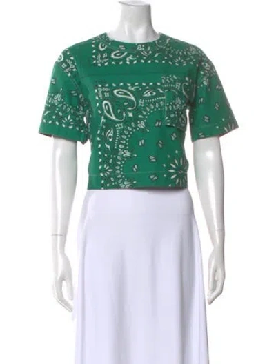 Pre-owned Sacai Paisley Print Crew Neck Crop Top In Green