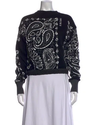 Pre-owned Sacai Paisley Print Crew Neck Sweater In Black