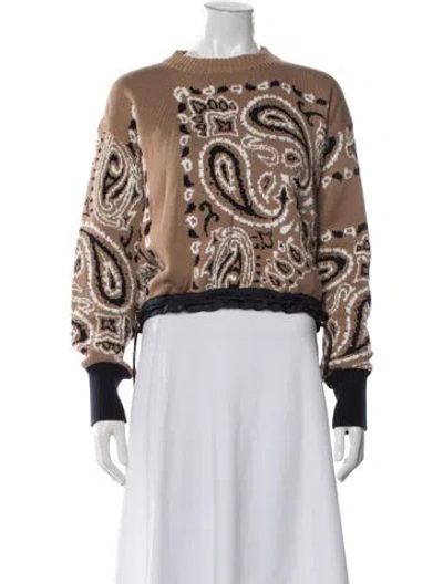 Pre-owned Sacai Paisley Print Crew Neck Sweater In Brown