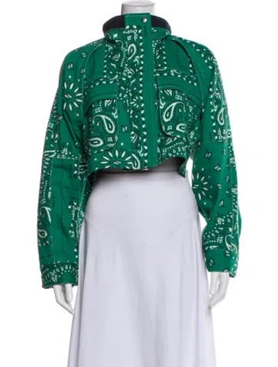 Pre-owned Sacai Paisley Print Evening Jacket In Green