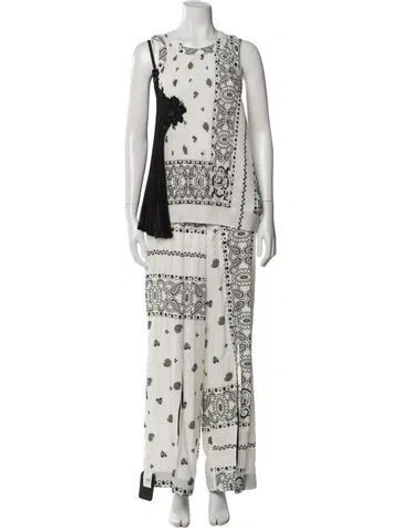 Pre-owned Sacai Paisley Print Grosgrain Trim Pant Set W/ Tags In White