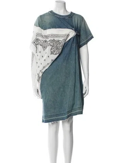 Pre-owned Sacai Paisley Print Knee-length Dress In Blue