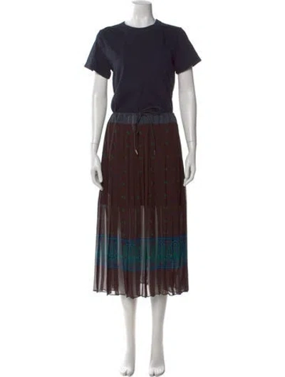 Pre-owned Sacai Paisley Print Long Dress In Brown