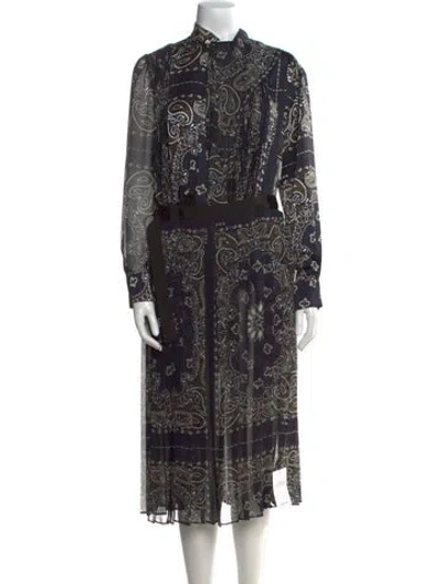 Pre-owned Sacai Paisley Print Long Dress W/ Tags In Black