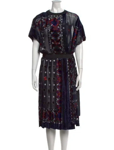 Pre-owned Sacai Paisley Print Midi Length Dress In Blue