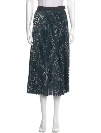 Pre-owned Sacai Paisley Print Midi Length Skirt In Blue