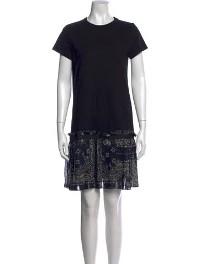 Pre-owned Sacai Paisley Print Mini Dress In Black