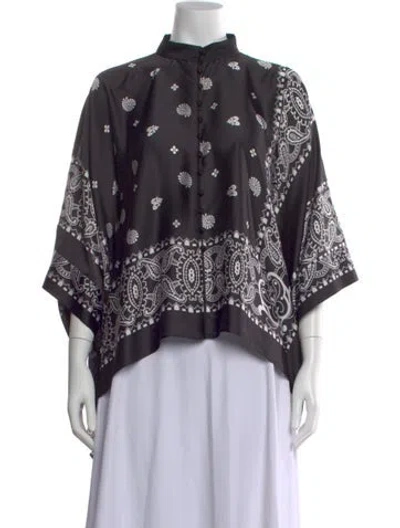 Pre-owned Sacai Paisley Print Short Sleeve Top In Black