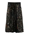 Sacai Floral Print Pleated Midi Skirt In Blue