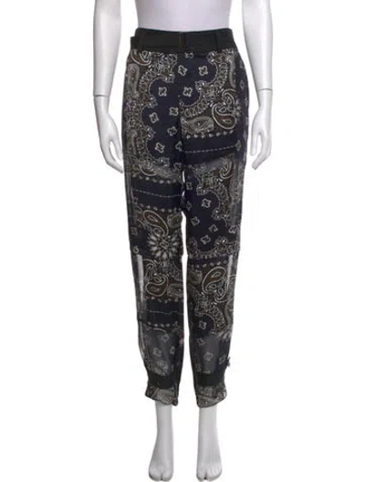 Pre-owned Sacai Paisley Print Straight Leg Pants In Blue