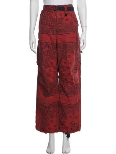 Pre-owned Sacai Paisley Print Wide Leg Pants In Red