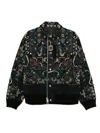 Sacai Mens Navy Floral-print Long-sleeve Cotton-blend Jacket In Black