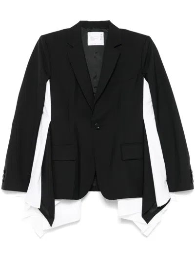 Sacai Women's Suiting X Cotton Poplin Jacket In Black