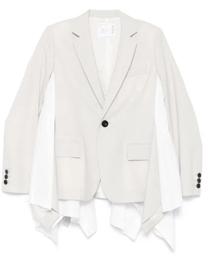 Sacai Panel-detail Blazer In White