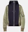 Sacai Paneled Cotton-blend Zip-up Hoodie In Blue