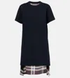 Sacai Paneled Cotton Jersey T-shirt Dress In Black