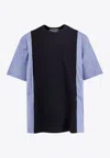 Sacai Mens Navy X Blue Stripe Shirt-sleeve Striped Cotton T-shirt In Black