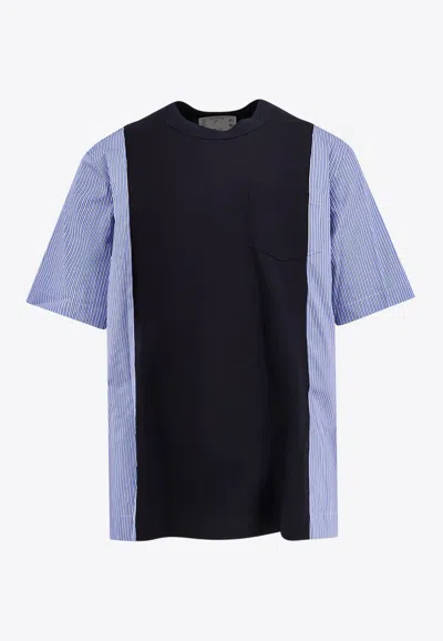 SACAI PANELED CREWNECK T-SHIRT