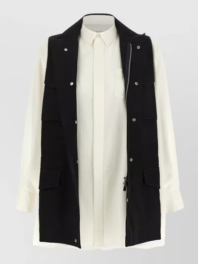 Sacai Paneled Fitted Jacket In Black