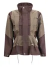 Sacai Paneled High-neck Bomber Jacket In Brown