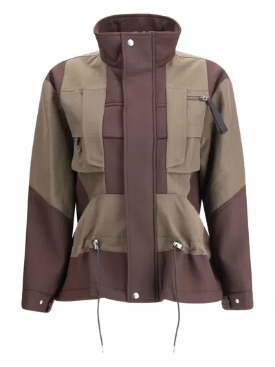 SACAI PANELED HIGH-NECK BOMBER JACKET