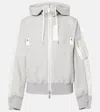 Sacai Gray Sponge Sweat X Nylon Twill Hoodie In Gray
