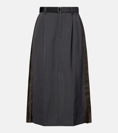 Sacai Paneled Midi Skirt In Black