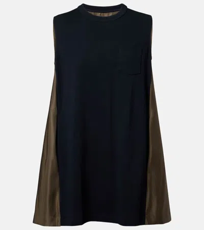 Sacai Paneled Minidress In Blue