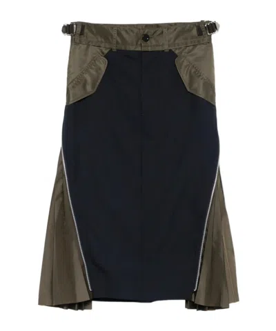 SACAI PLEATED-DETAIL SKIRT